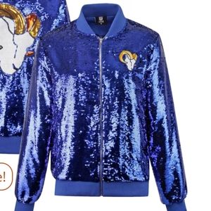 NFL Los Angeles Rams Blue Sequins Zip Up Jacket Size 4X Football
